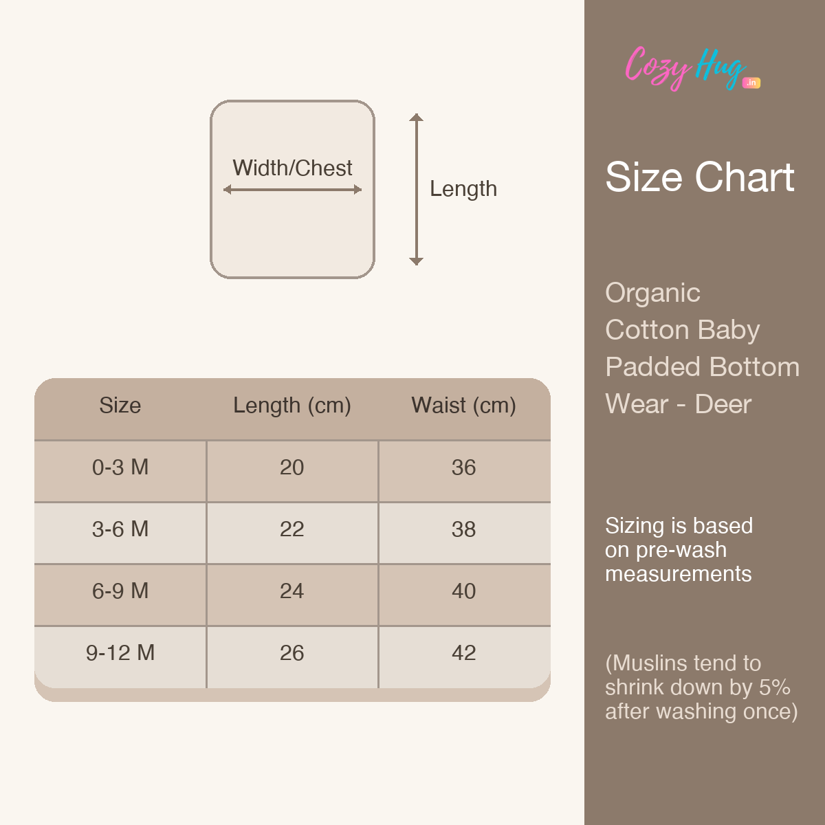 Organic Cotton Baby Padded Bottom Wear - Deer