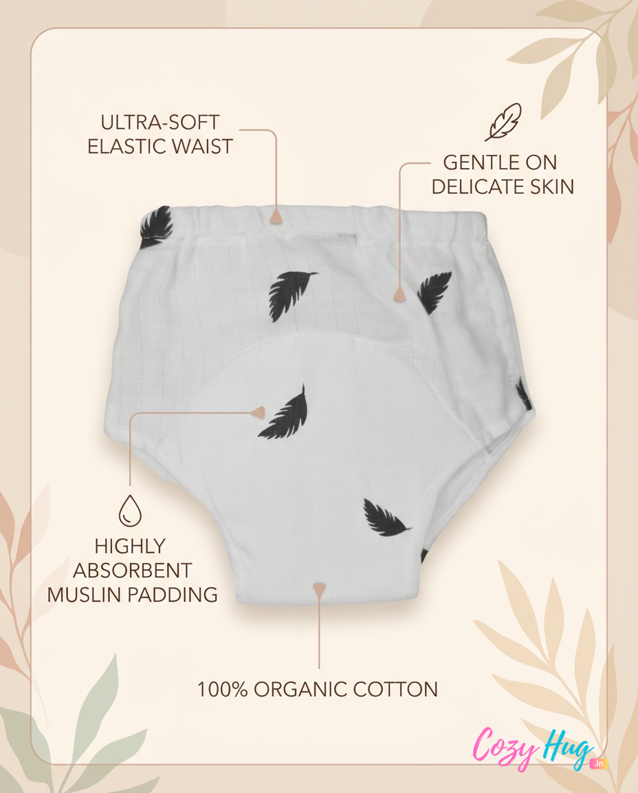 Organic Cotton Baby Padded Bottom Wear - Leaf