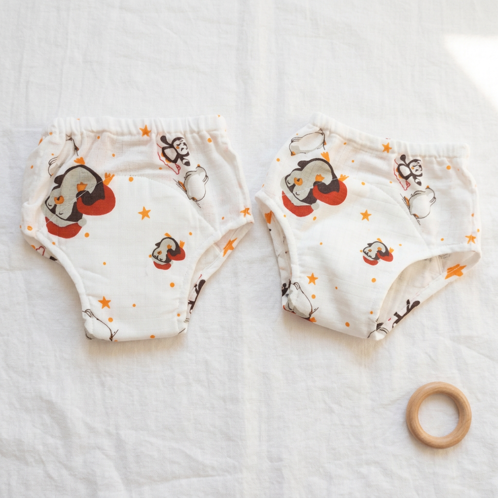 Organic Cotton Baby Padded Bottom Wear - Penguin