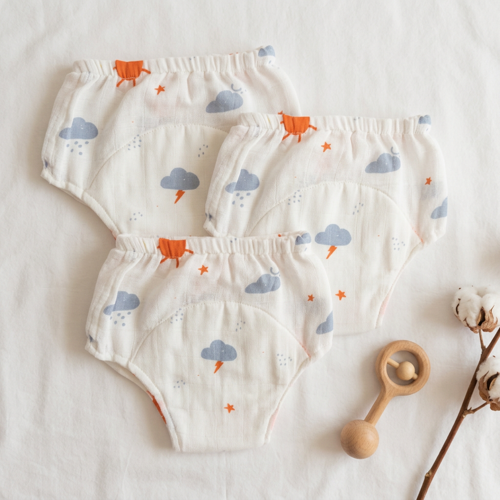 Organic Cotton Baby Padded Bottom Wear - Sun and Cloud