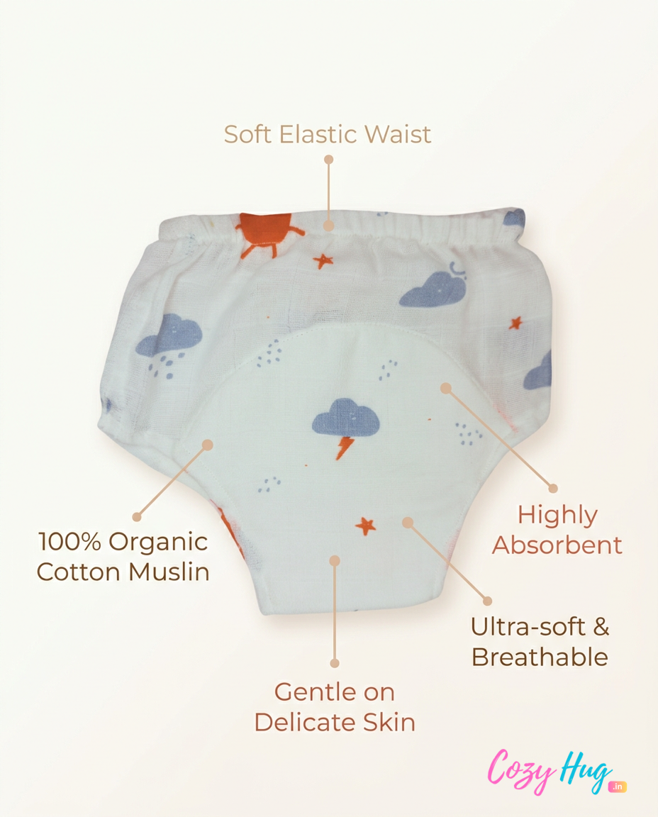 Organic Cotton Baby Padded Bottom Wear - Sun and Cloud