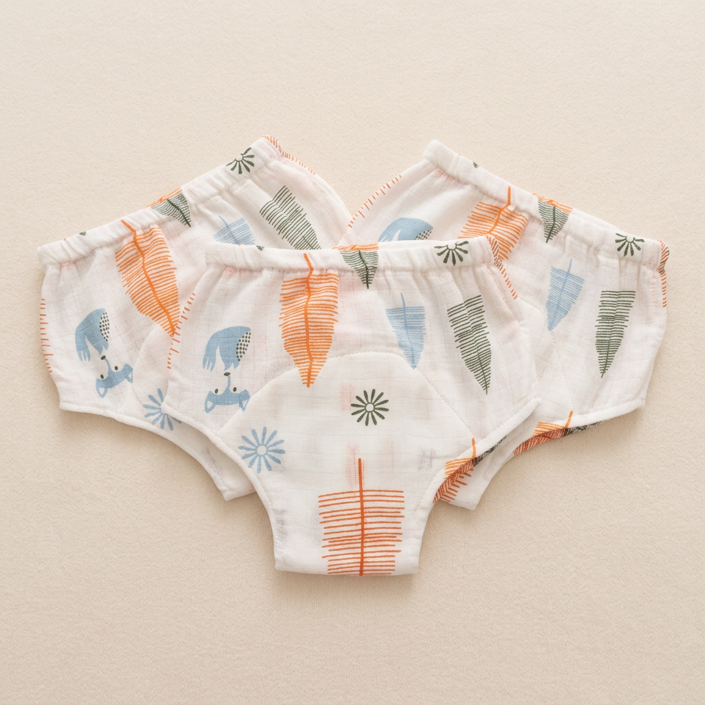 Organic Cotton Baby Padded Bottom Wear - Trees