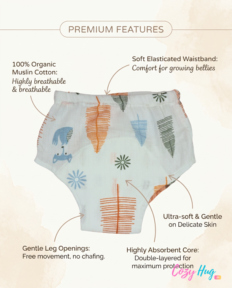 Organic Cotton Baby Padded Bottom Wear - Trees