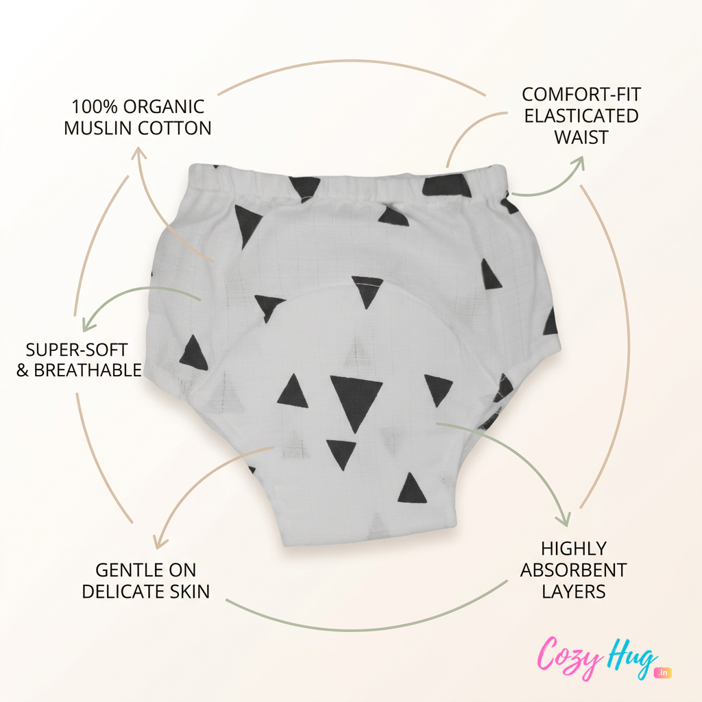 Organic Cotton Baby Padded Bottom Wear - Triangle