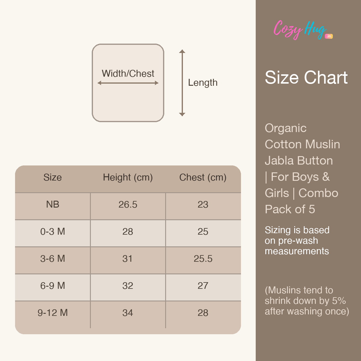 Organic Cotton Muslin Jabla Button | For Boys & Girls | Combo Pack of 5