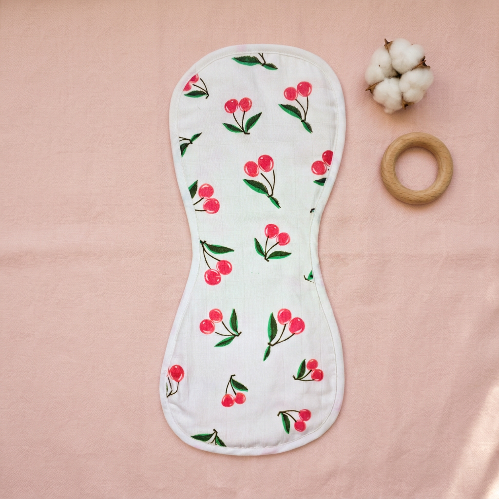 Organic Muslin Burp cloth - Cherry