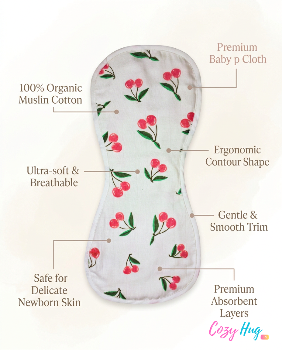 Organic Muslin Burp cloth - Cherry