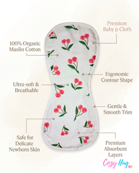 Organic Muslin Burp cloth - Cherry