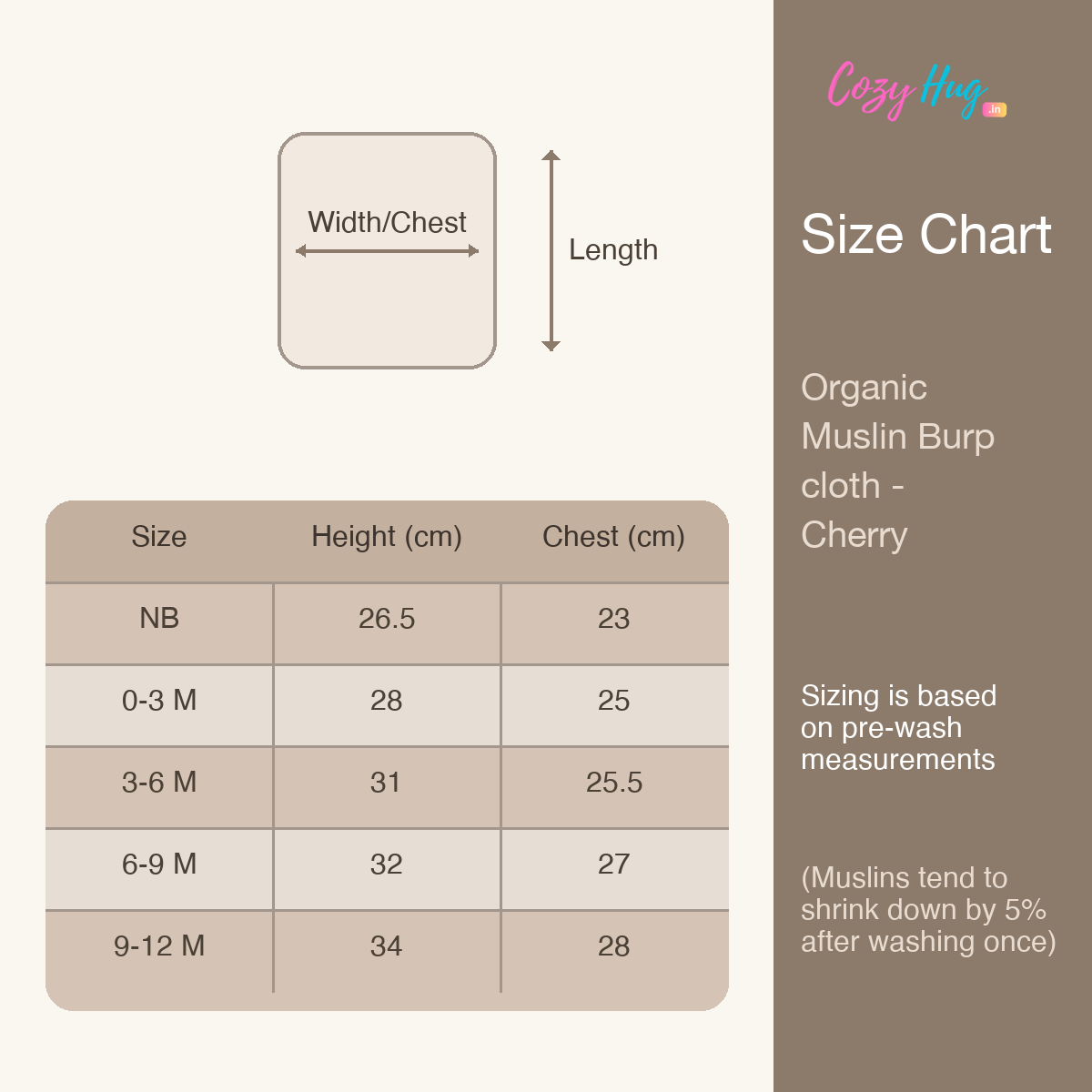 Organic Muslin Burp cloth - Cherry