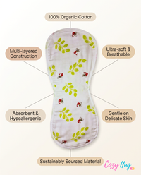 Organic Muslin Burp cloth - Panda Green leaves