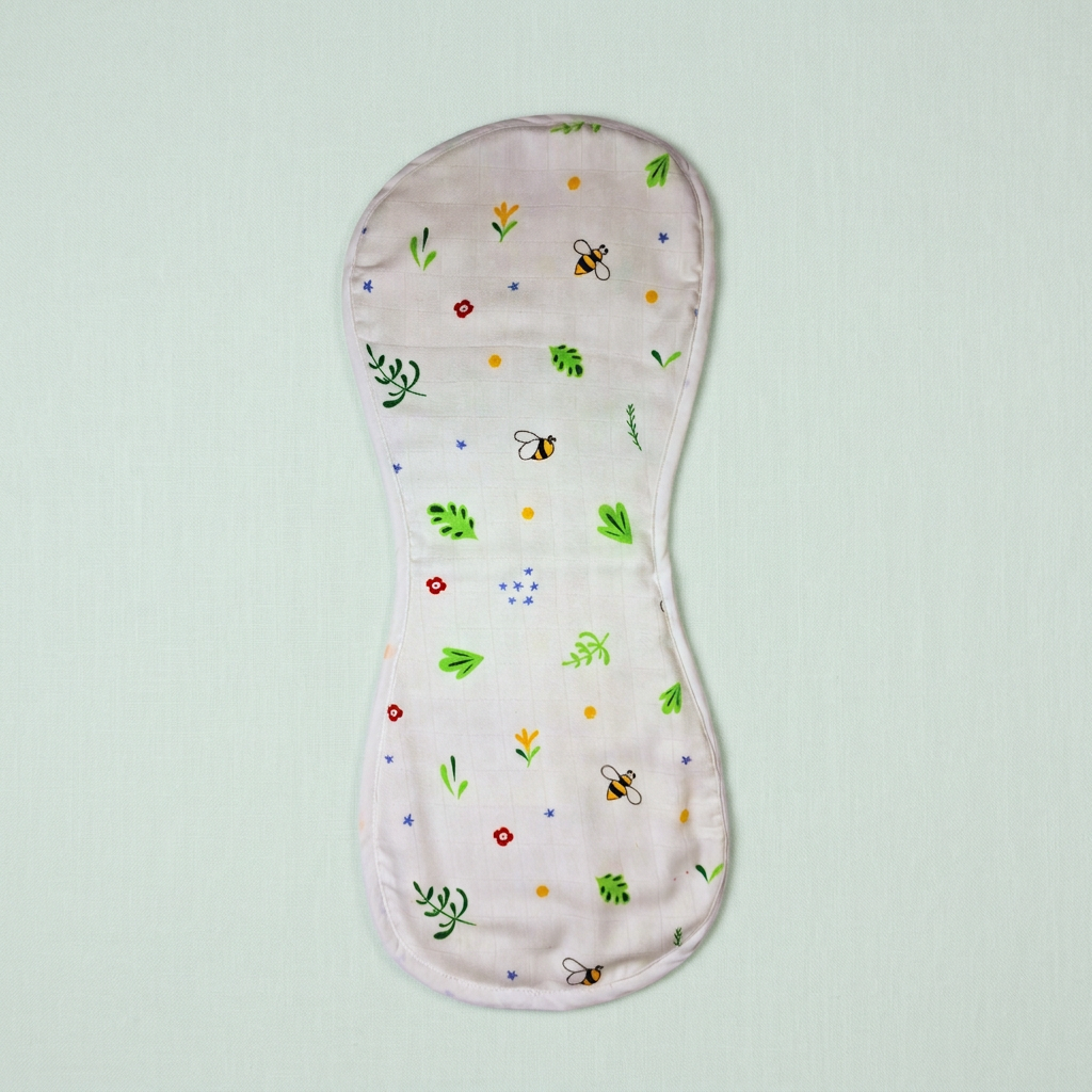 Organic Muslin Burp cloth - Bee Green leaves