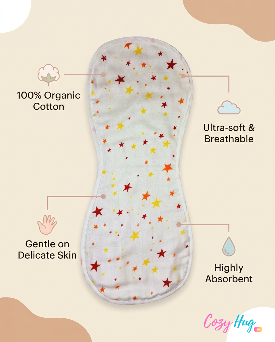 Organic Muslin Burp cloth - Stars