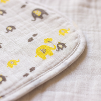 Organic Muslin Burp cloth - Yellow Elephant