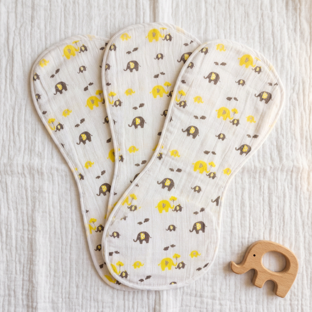 Organic Muslin Burp cloth - Yellow Elephant
