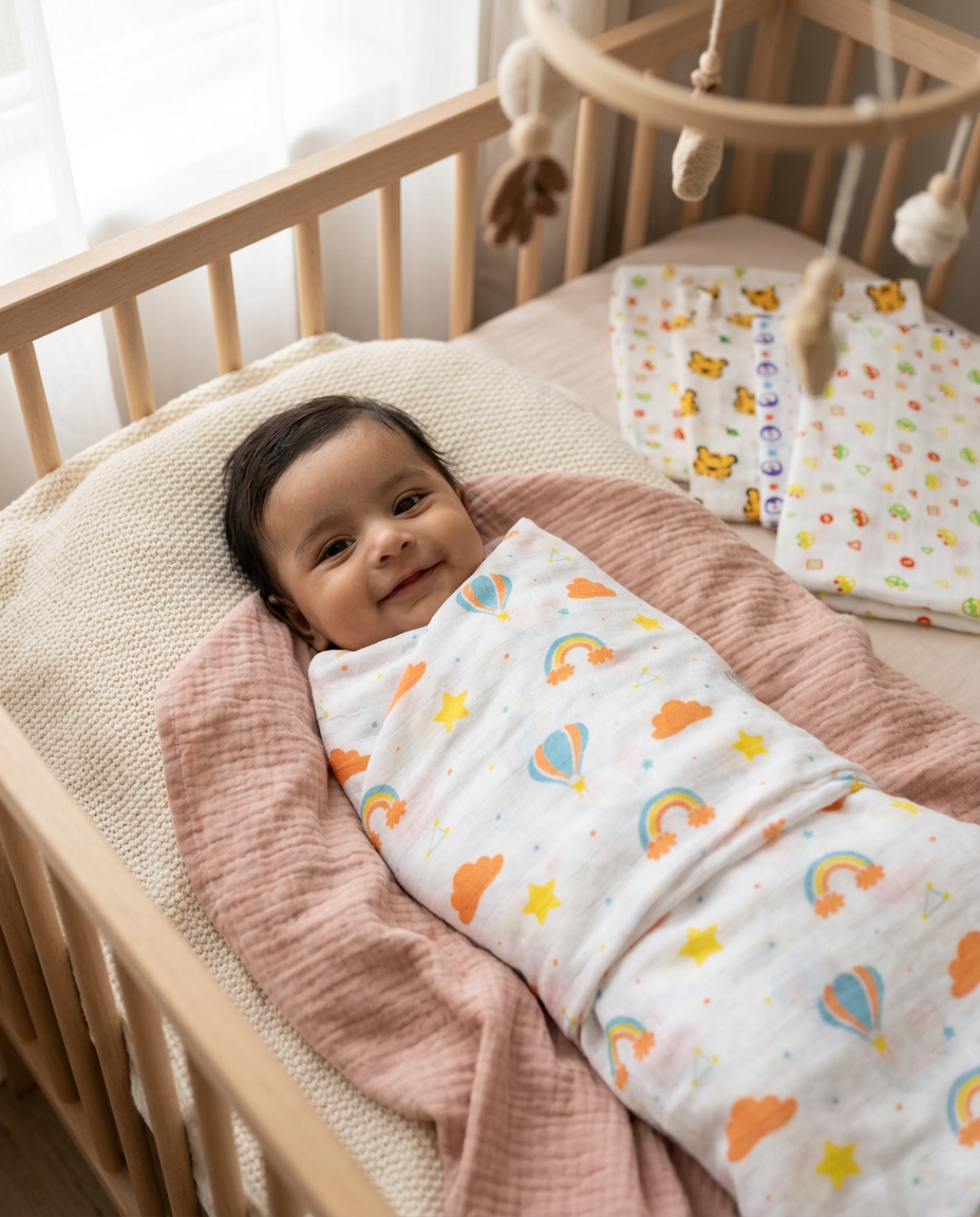 Organic Muslin Cotton Swaddles | Assorted | Pack of 5
