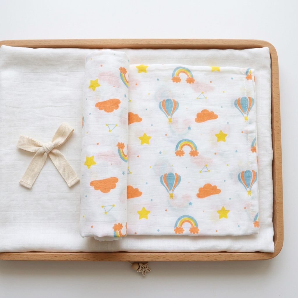 Organic Muslin Cotton Swaddle | Rainbow and Prachute