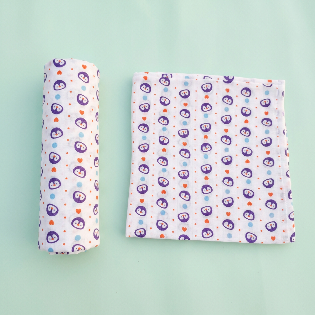 Organic Muslin Cotton Swaddle | Penguin