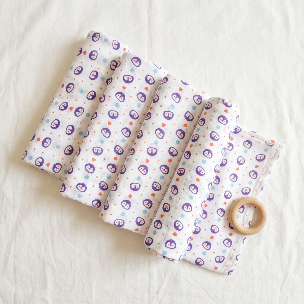 Organic Muslin Cotton Swaddle | Penguin