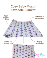 Organic Muslin Cotton Swaddle | Penguin