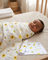 Organic Muslin Cotton Swaddle | Honey Bee