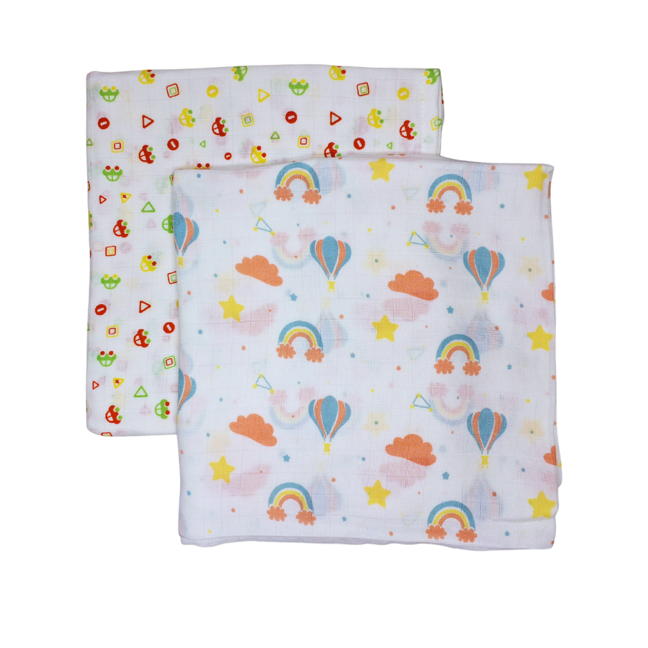 Organic Muslin Cotton Swaddles | Assorted | Pack of 2