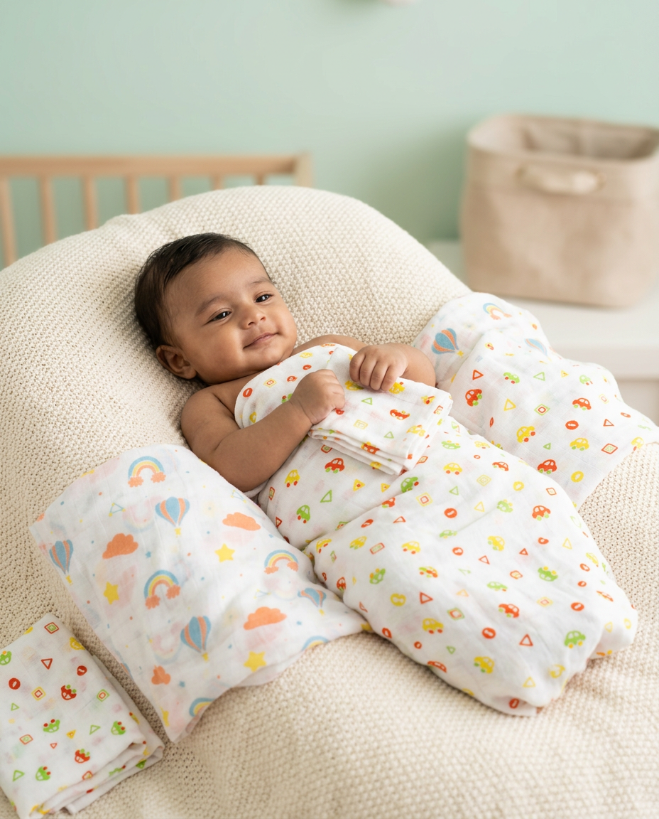 Organic Muslin Cotton Swaddles | Assorted | Pack of 2